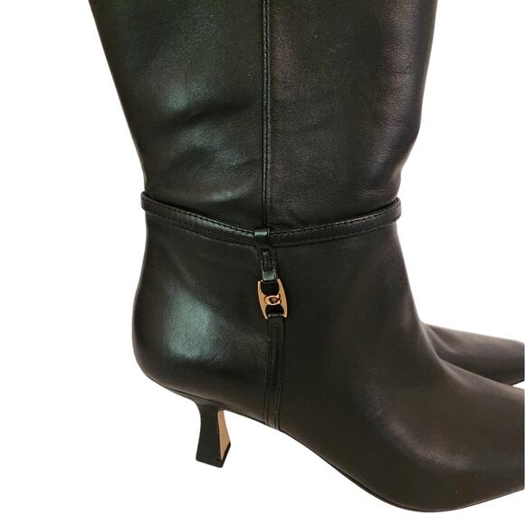 NIB Coach Raquel Sue Knee High Leather Boots Kitten Heel Black 8B - Picture 6 of 10